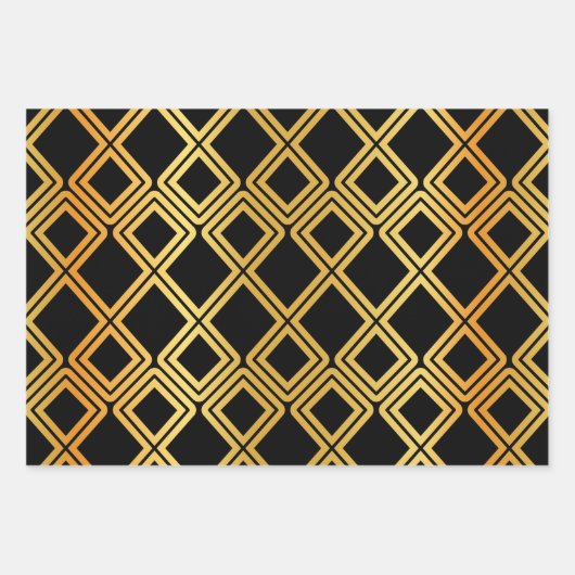 Zwart, Gold Multipattered Inpakpapier Vel (Voorkant 3)