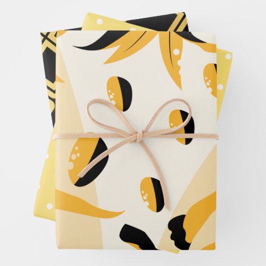 Zwart, Gold Multipattered Inpakpapier Vel (In situ)