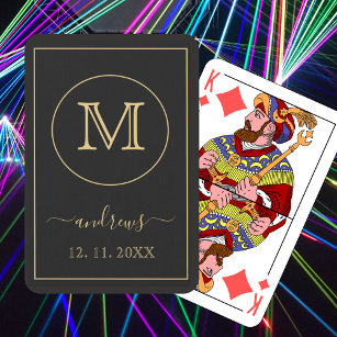 Zwart Gold-persoonlijk monogram en naam Pokerkaarten