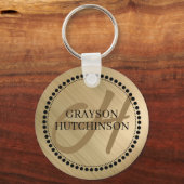 Zwart Gold Persoonlijke Monogram Naam Sleutelhanger (Voorkant)