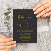 Zwart Gold QR-code in één modern grafisch huwelijk Kaart