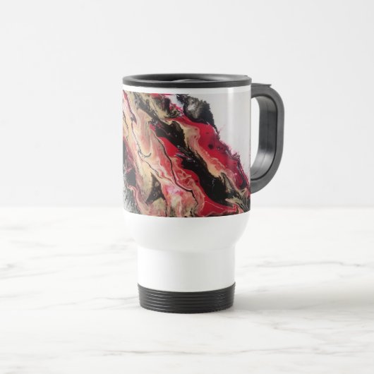 Zwart Gold Red Negative Space Abstract Personalise Reisbeker (Voorkant rechts)