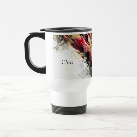 Zwart Gold Red Negative Space Abstract Personalise Reisbeker (Links)