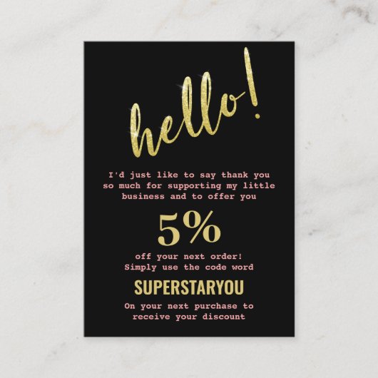 Zwart Gold Roze Hartelijk dank voor sociale media  Visitekaartje (Voorkant)