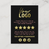 Zwart Gold Roze Hartelijk dank voor sociale media  Visitekaartje (Achterkant)