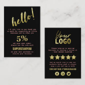 Zwart Gold Roze Hartelijk dank voor sociale media  Visitekaartje (Voorkant / Achterkant)