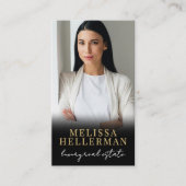 Zwart Gold Script Luxe Onroerend goed Foto Visitekaartje (Voorkant)