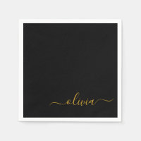 Zwart Gold Script Monogram Naam Modern