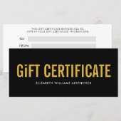 Zwart Gold Simple Cadeaubon (Voorkant / Achterkant)