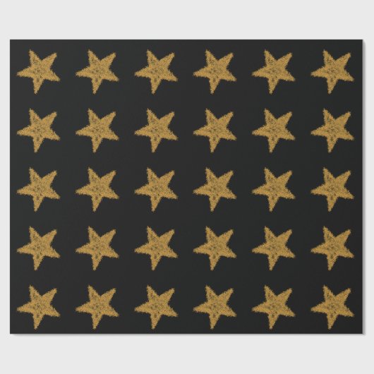 Zwart Gold Star-verlooppapier Cadeaupapier (Vlak)