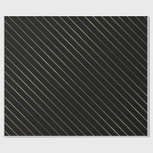 Zwart Gold Striped Glam Slanzend design stijlvol Cadeaupapier (Vlak)