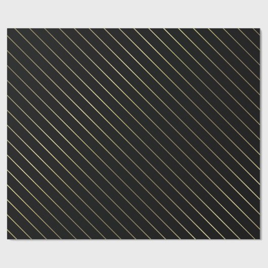 Zwart Gold Striped Glam Slanzend design stijlvol Cadeaupapier (Vlak)