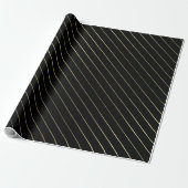 Zwart Gold Striped Glam Slanzend design stijlvol Cadeaupapier (Uitgerold)