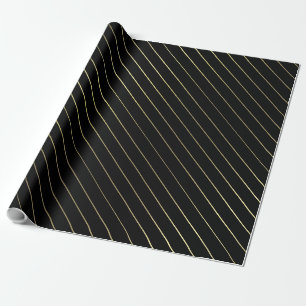 Zwart Gold Striped Glam Slanzend design stijlvol Cadeaupapier