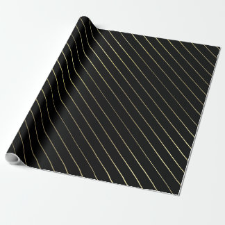 Zwart Gold Striped Glam Slanzend design stijlvol Cadeaupapier