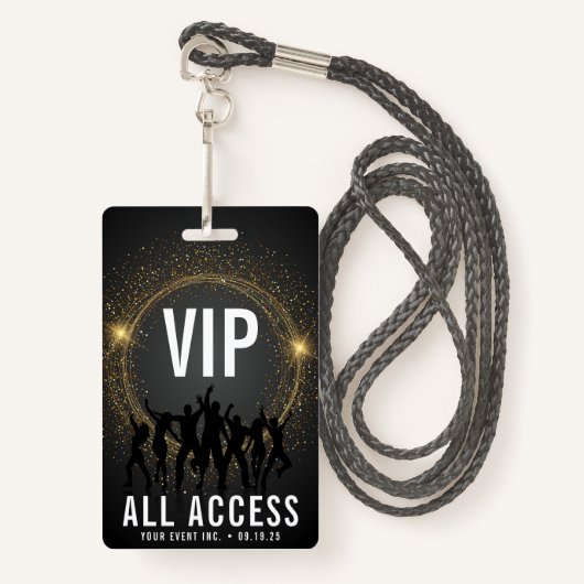 Zwart & Gold VIP - Alle toegangsconcerten Badge (Voorkant met draagriem)