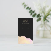 Zwart Gold Waterverf Abstract oorstopscherm Visitekaartje (Staand voorkant)