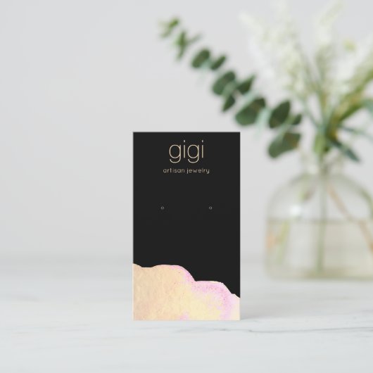 Zwart Gold Waterverf Abstract oorstopscherm Visitekaartje (Staand voorkant)