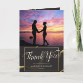 Zwart Golden Abstract Verbazingwekkend Bedankkaart (Voorkant)