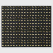 Zwart Golden retriever met gouden glitter Cadeaupapier (Vlak)