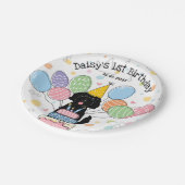 Zwart Goldendoodle Dog Verjaardagsfeestje Papier B Papieren Bordje (Gekanteld)