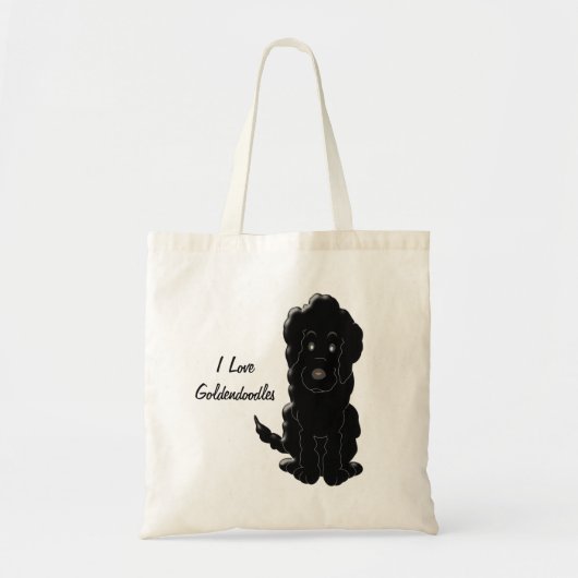 Zwart Goldendoodle Hond Design Tote Bag (Voorkant)