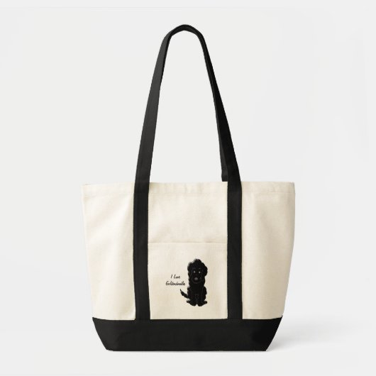 Zwart Goldendoodle Hond Design Tote Bag (Voorkant)