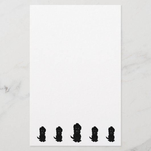 Zwart Goldendoodle Hondenontwerp Briefpapier (Voorkant)