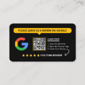 Zwart Google Reviewen QR Code Business Review Link Visitekaartje (Voorkant)