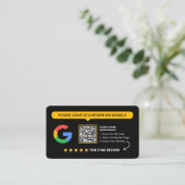 Zwart Google Reviewen QR Code Business Review Link Visitekaartje (Staand voorkant)