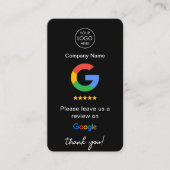 Zwart Google Reviewen QR Code Business Review US Visitekaartje (Voorkant)