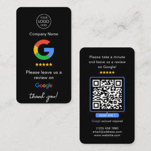 Zwart Google Reviewen QR Code Business Review US Visitekaartje