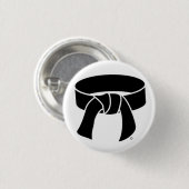 Zwart gordel pinback-knop ronde button 3,2 cm (Voorkant /achterkant)