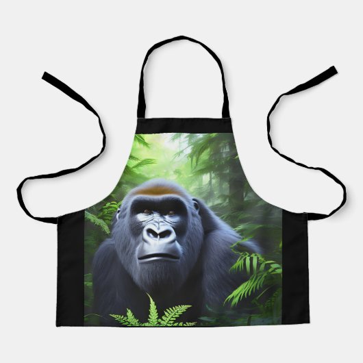 Zwart Gorilla, Kinder Full Print Schort (Voorkant)