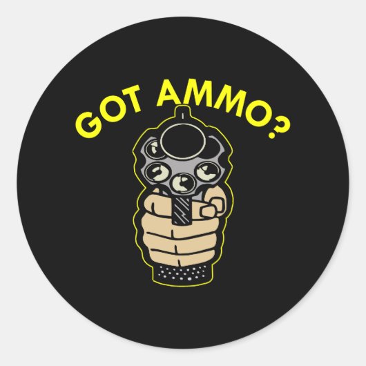 Zwart Got Ammo Pistol Ronde Sticker (Voorkant)