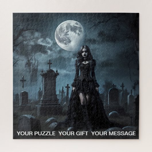 Zwart Gothic Dark Graveyard Girl Legpuzzel (Verticaal)