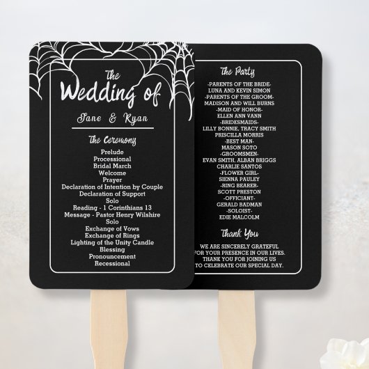 Zwart Gothic HalloWedding Programma Hand Fan Handwaaier
