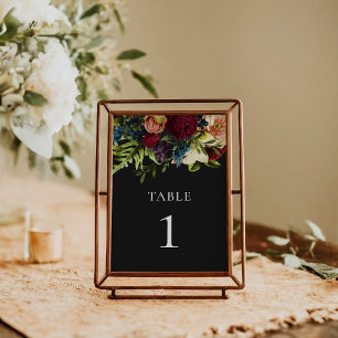 Zwart Gothic Moody Bloemen Bourgondische bruiloft Kaart