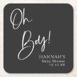 Zwart Gothic & Moody Oh Boy Baby shower Kartonnen Onderzetters<br><div class="desc">Onthul de duistere en betoverende kant van de festiviteiten met onze Minimalistische Black Gothic en Moody Halloween Baby Shower Invitations, Signs en Decor collectie. Omarm het griezelige seizoen terwijl je de aanstaande komst van je kleintje viert met deze betoverend mooie design. Duik in een wereld van mysterieuze charme en griezelige...</div>