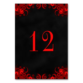 Zwart Gothic Rood Bloemen Receptie Tafel Aantal Ka Kaart