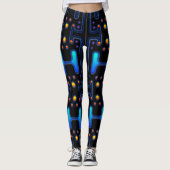 Zwart Gothic Space Girl Mechanische Android Robot Leggings (Voorkant)