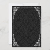 Zwart Gothic Victoriaans Damask Bruiloft uitnodigt Kaart (Achterkant)