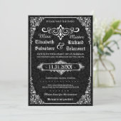 Zwart Gothic Victoriaans Damask Save the Dates Save The Date (Staand voorkant)