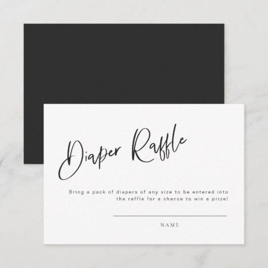 Zwart gothisch geïnspireerd Baby shower, luieraffl Informatiekaartje (Voorkant / Achterkant)
