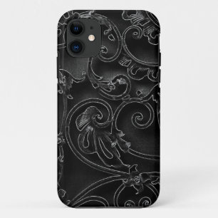 Zwart-gotisch barokvormig draaipatroon iPhone 11 hoesje