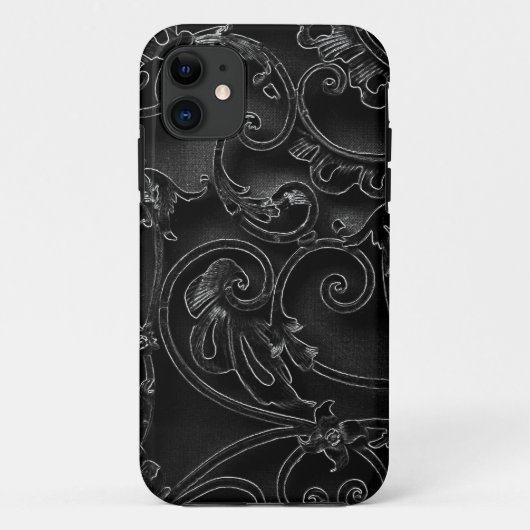 Zwart-gotisch barokvormig draaipatroon Case-Mate iPhone case (Achterkant)