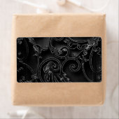 Zwart-gotisch barokvormig draaipatroon etiket (Insitu)
