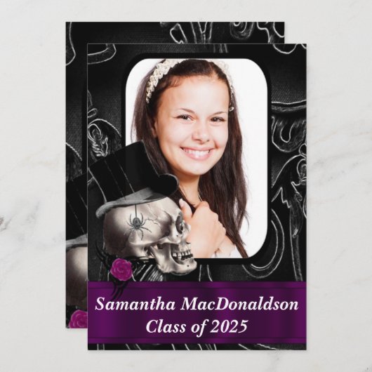Zwart Gotisch foto afstuderen Kaart (Voorkant / Achterkant)