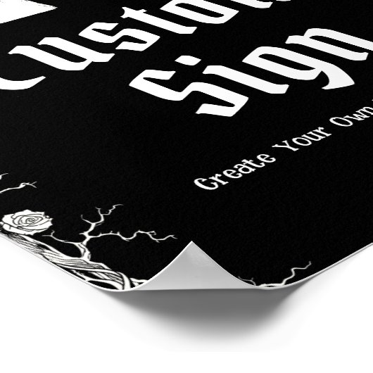 Zwart Gotisch Halloween Skelet Custom Sign Poster (Hoek)