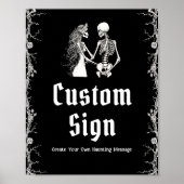 Zwart Gotisch Halloween Skelet Custom Sign Poster (Voorkant)